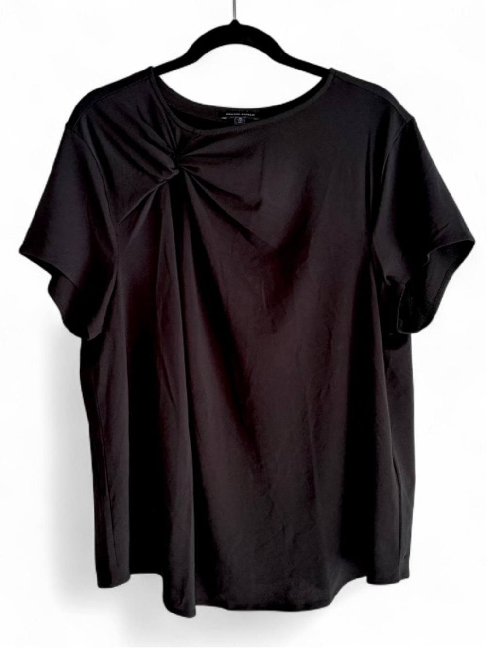 Universal Standard Black Twist Neck Stretch Knit Short Sleeve Shirt Size M